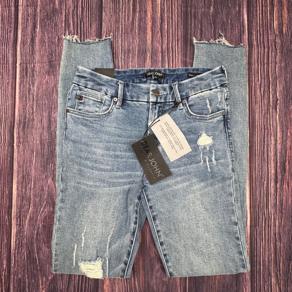 Dear John Gisele Jeans 25 Distressed Blue High Rise Ankle Skinny DPM11A209TWS